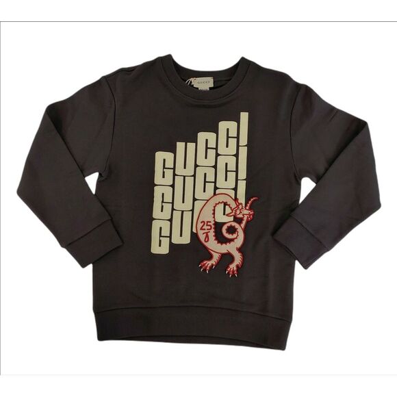 Gucci Other - Gucci Boys Black Cotton Logo Print Dragon Patch Sweatshirt 10 XS